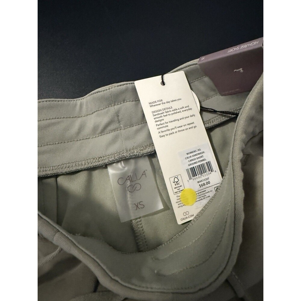 CALIA Sandwash Scuba High Rise Cargo Short Womens XS Ground Fennel NWT $68 - Picture 2 of 5